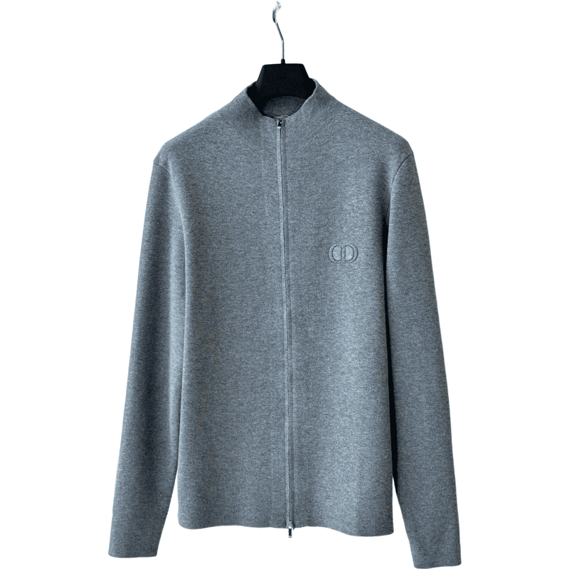 Pull Dior Zippé Logo CD Gris Chiné
