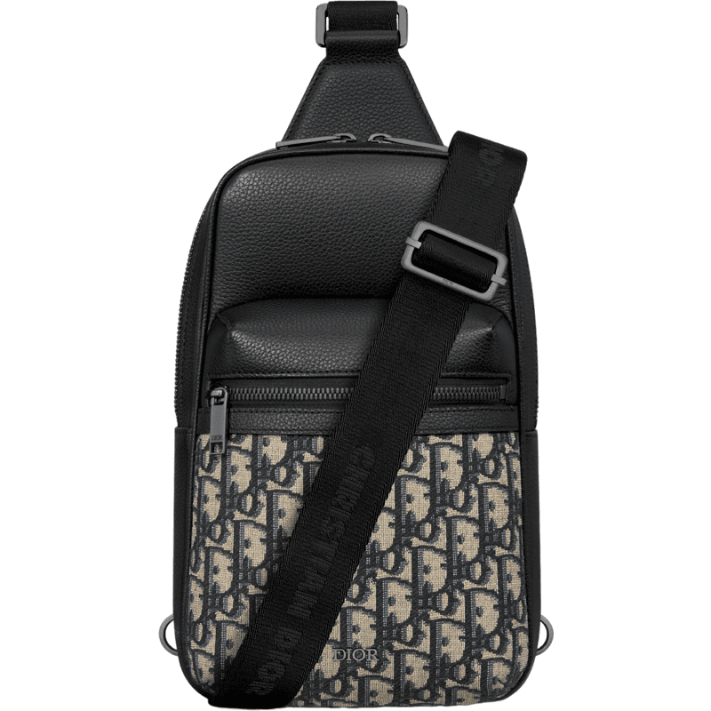 Sac Dior Saddle Oblique Sling Bag Noir et Beige