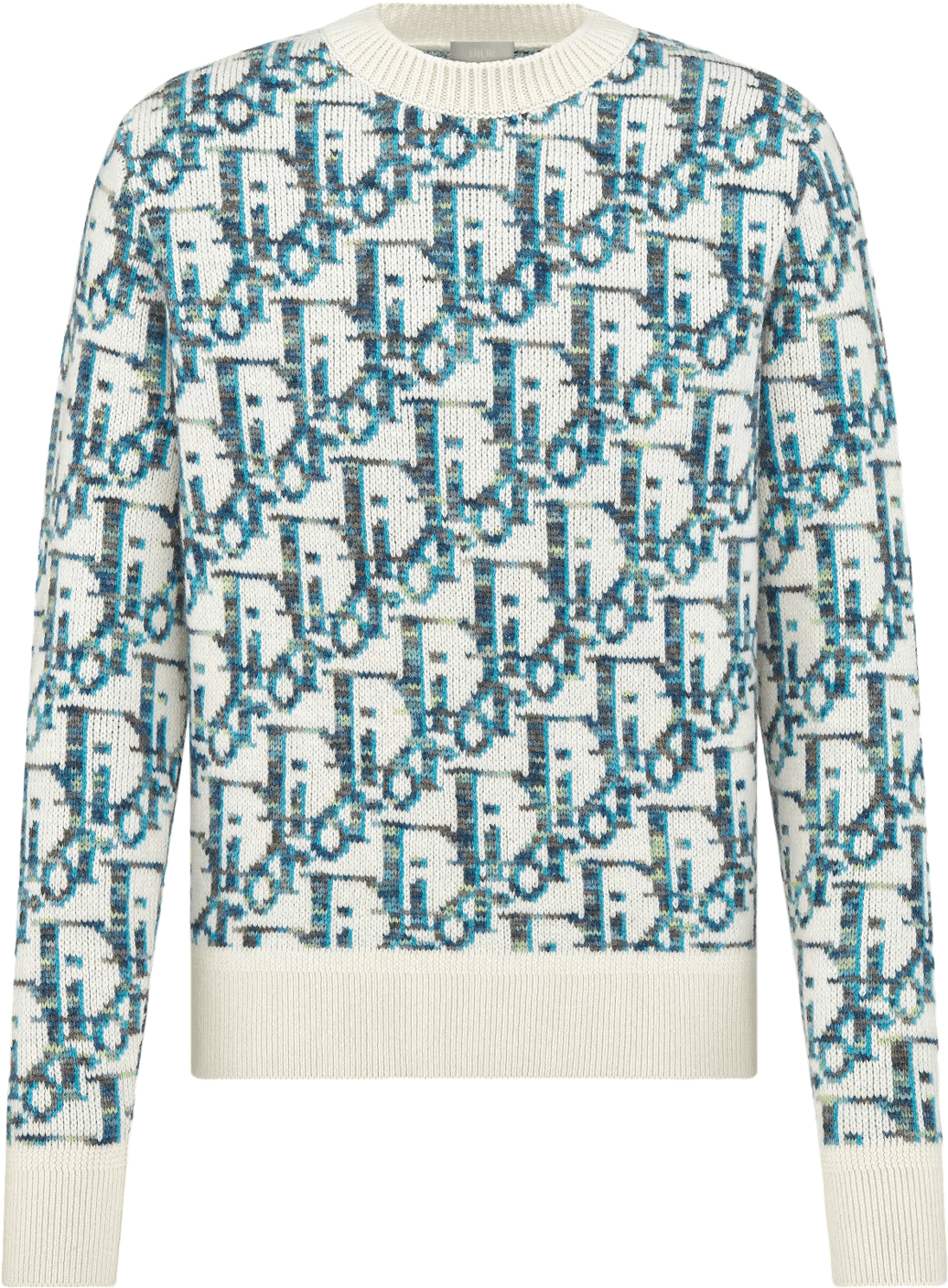 Pull à motif géométrique jacquard bleu et écru