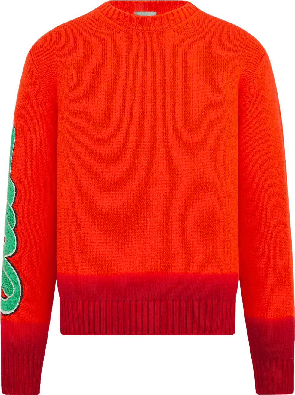 Pull col rond rouge et bordeaux à détail vert