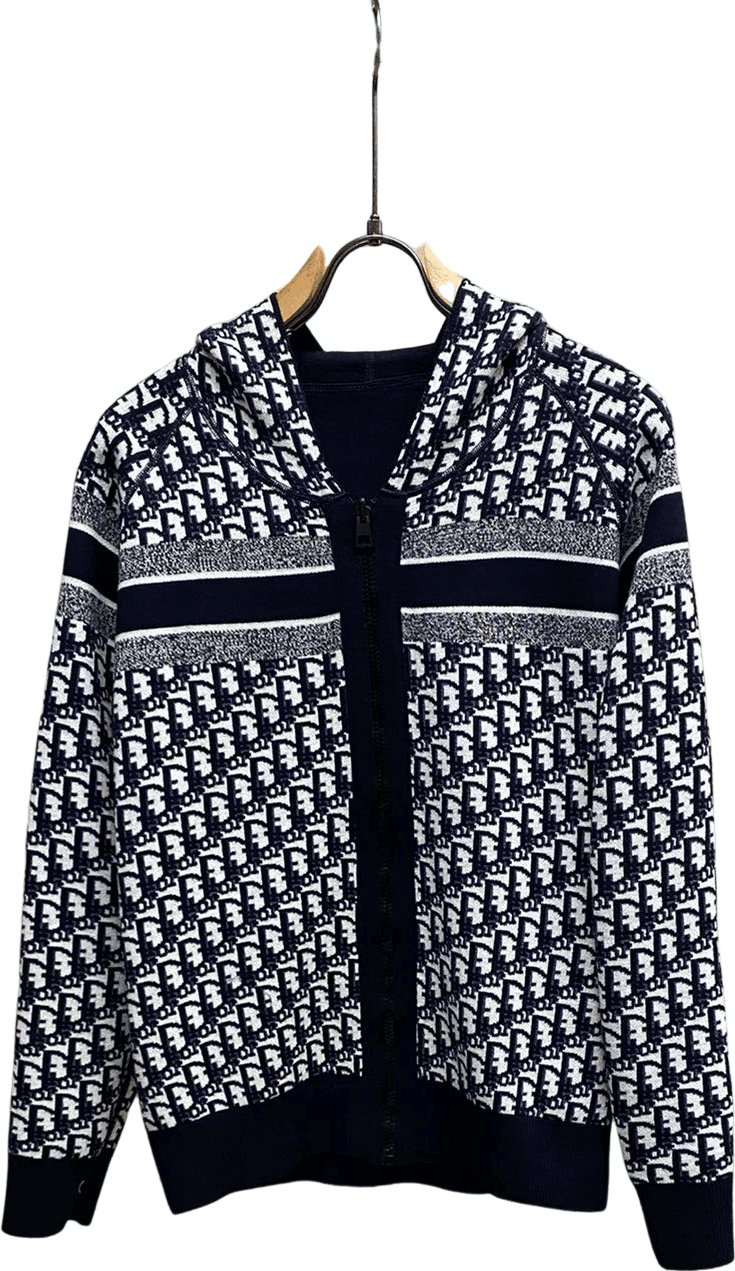 Veste Dior Oblique Monogramme Bleu Marine et Blanc