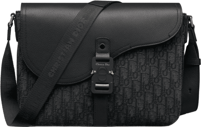 Sac Christian Dior Messenger Oblique Monogram Cuir Noir