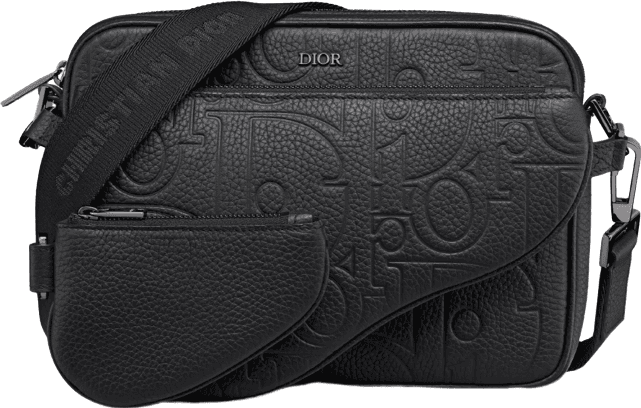 Sacoche Dior Oblique en Cuir Texturé Noir