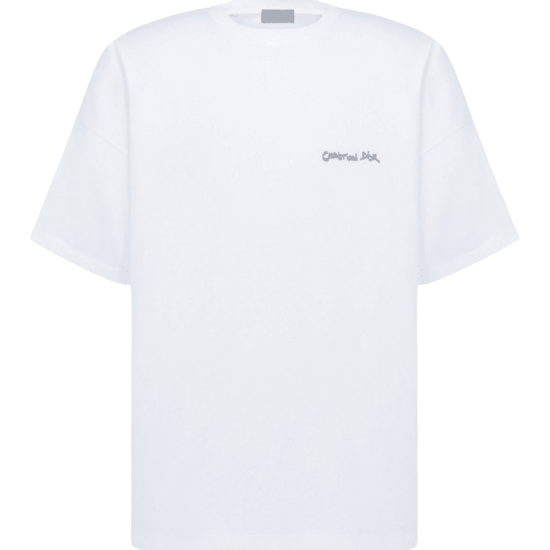 T-shirt blanc avec logo brodé bleu