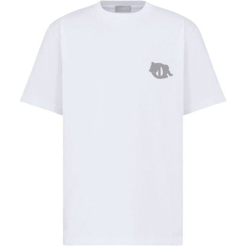T-shirt blanc oversize avec logo brodé