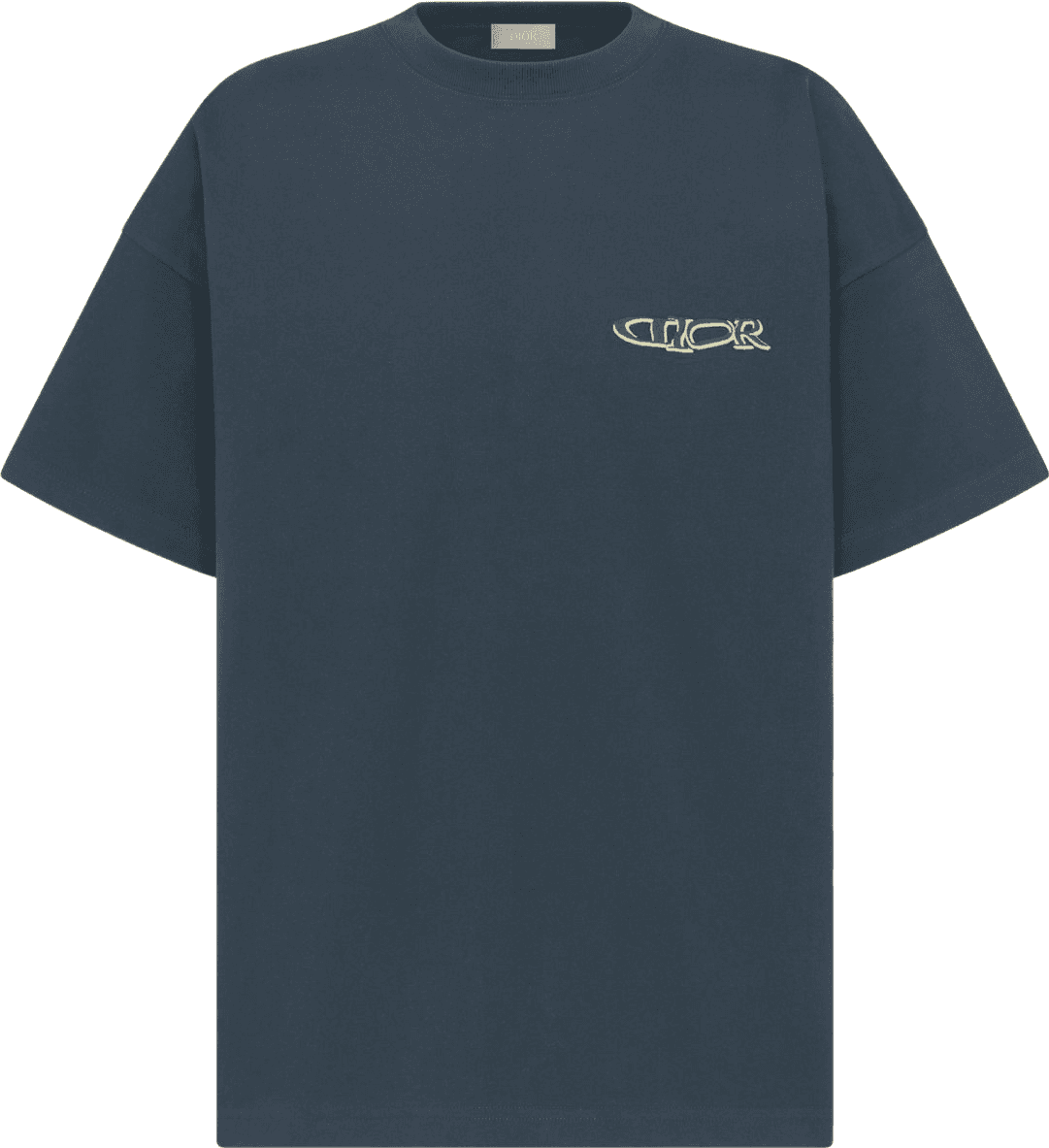 Dior T-shirt Oversized Coton Logo Brodé Doré