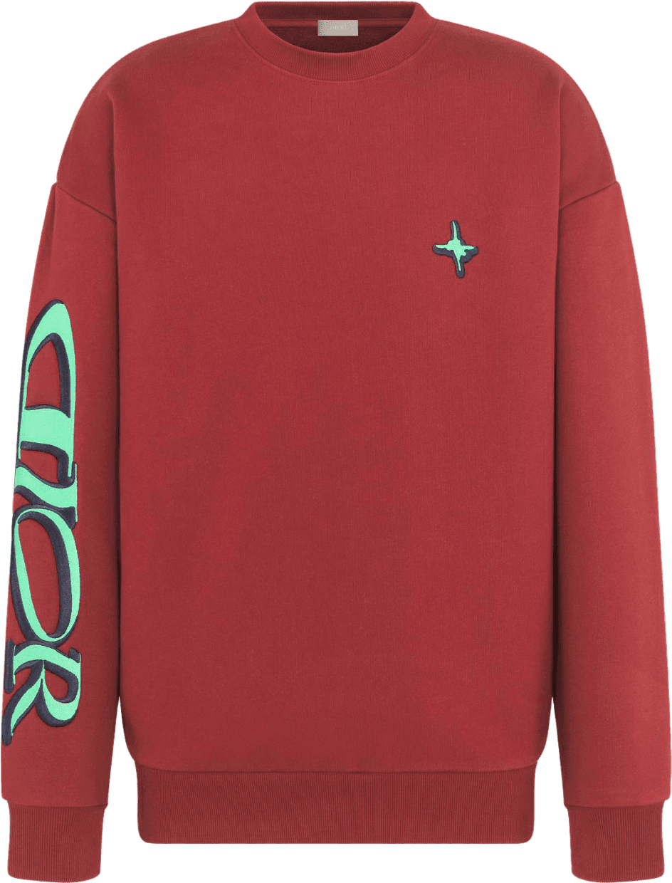 Sweat-shirt Autre col rond rouge avec détails turquoise
