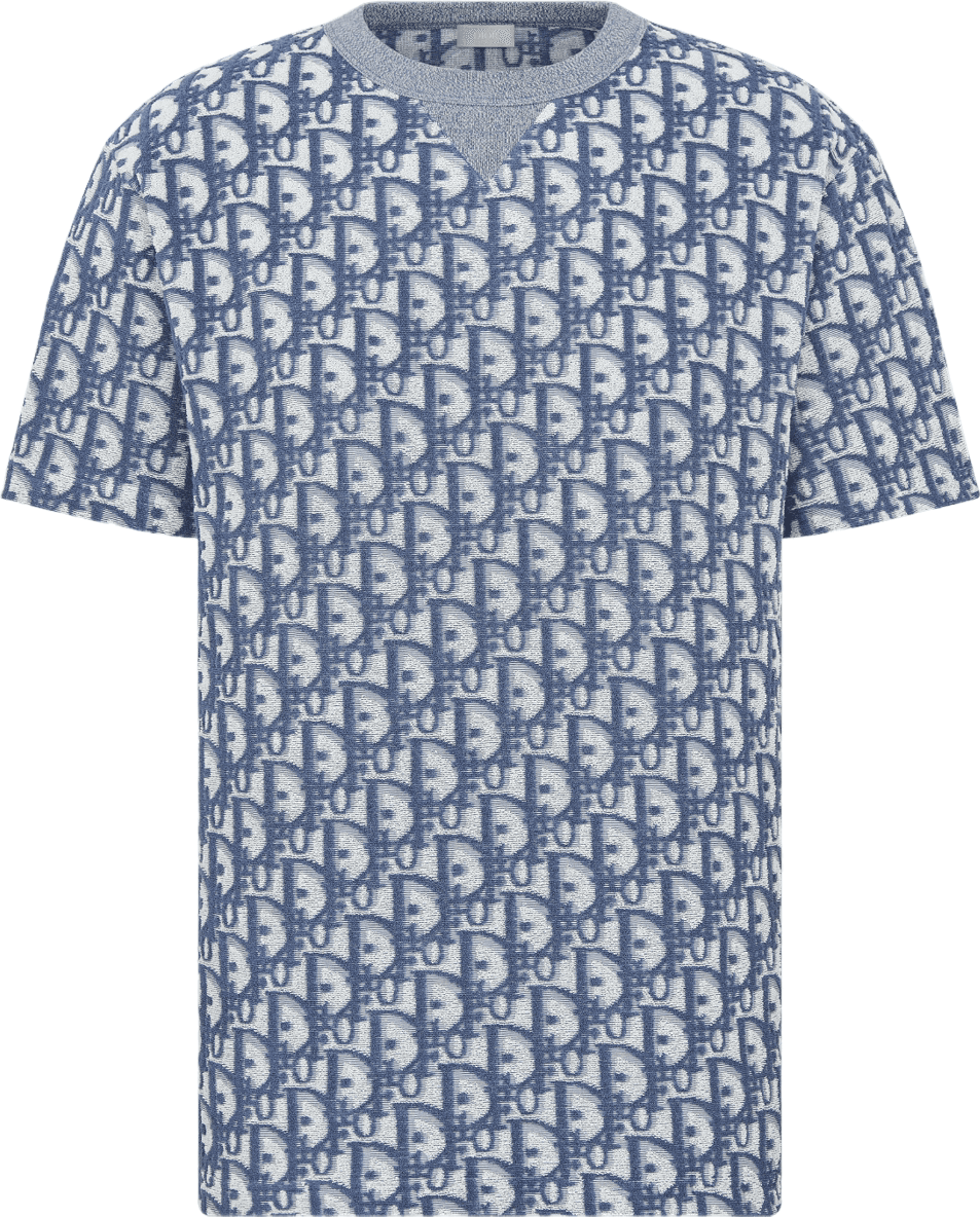 Dior T-Shirt Oblique Monogram Bleu et Gris