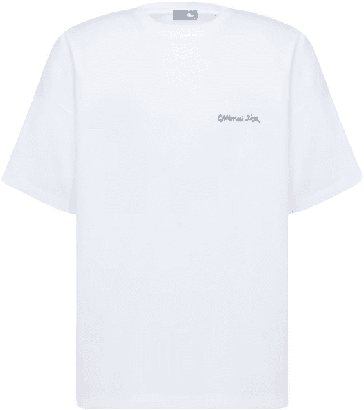Tee-shirt blanc avec inscription brodée