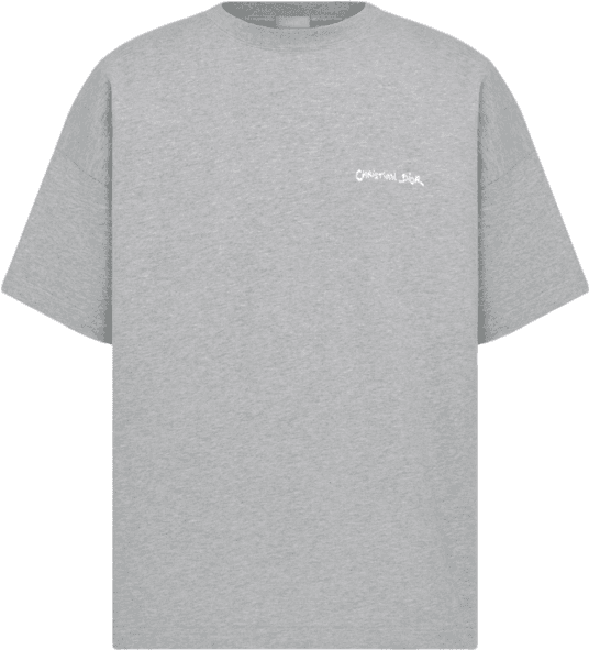 T-shirt Oversized Gris Clair avec Logo Brodé