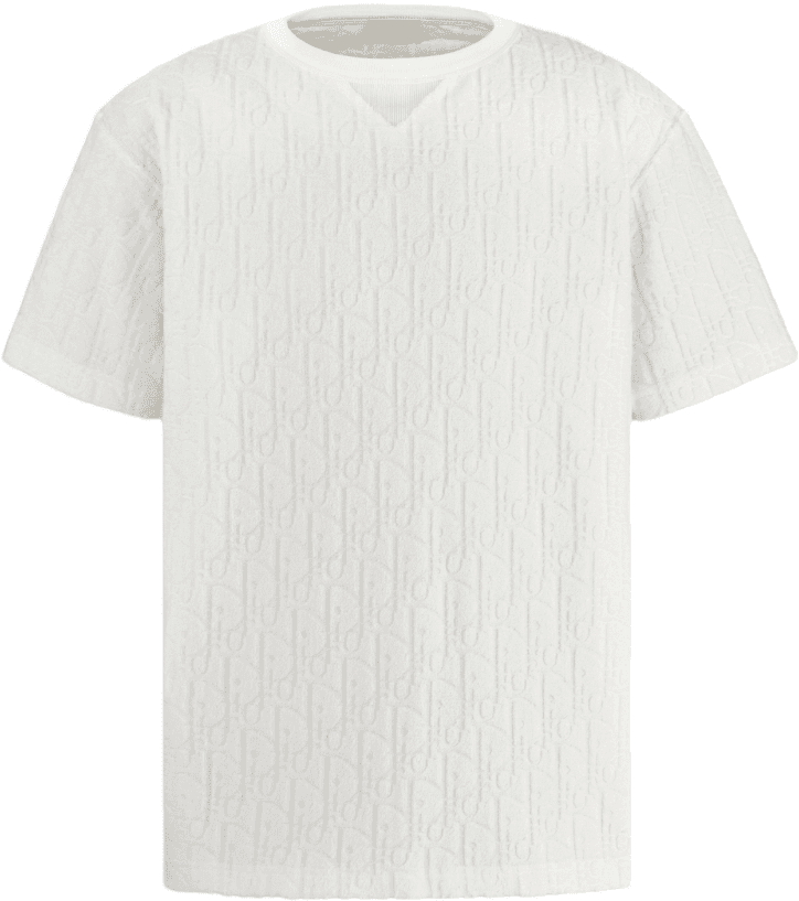 T-shirt Dior à Motif Monogramme Jacquard Blanc Crème