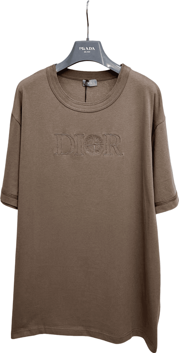 T-shirt Dior logo brodé taupe