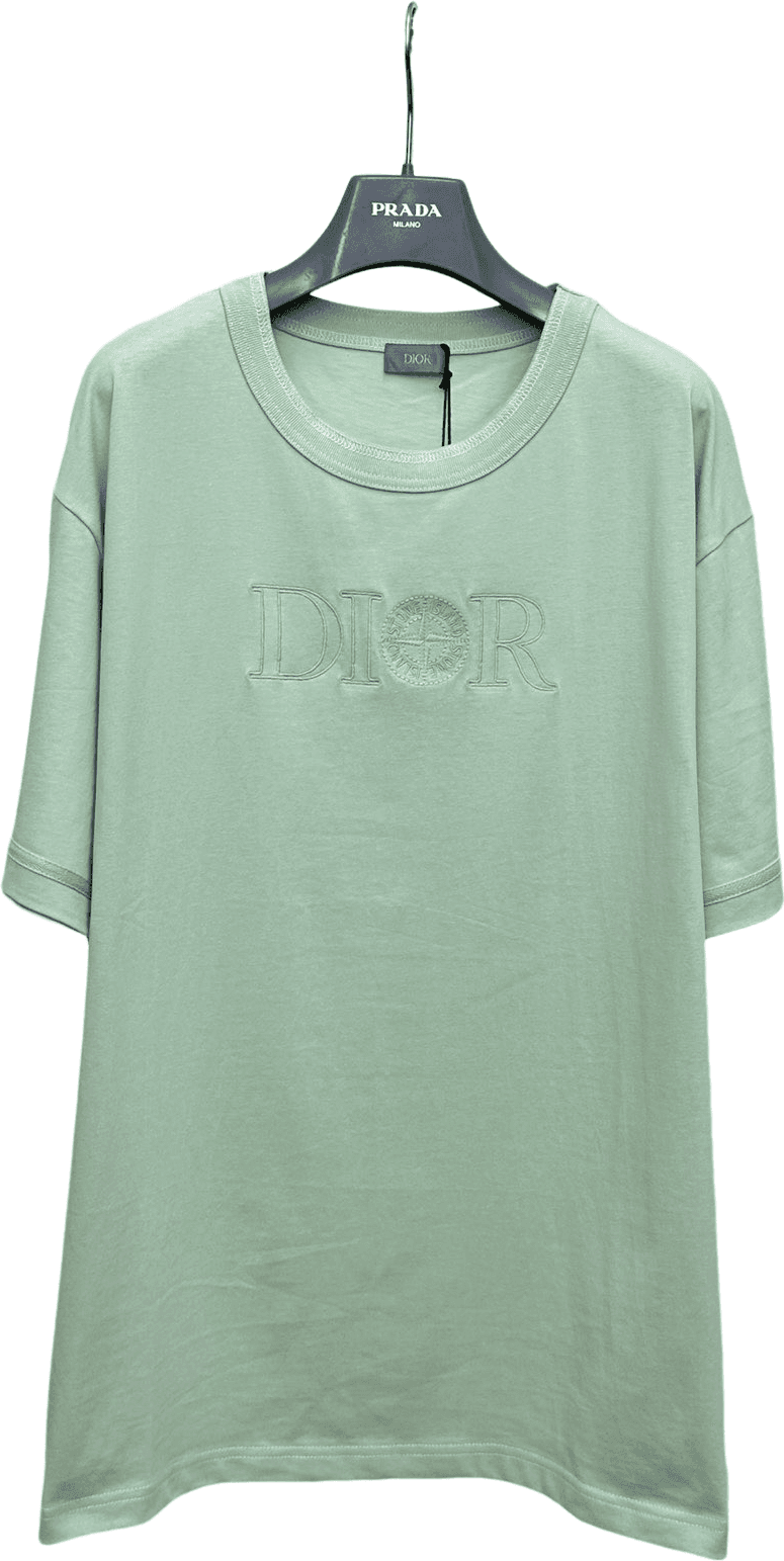 Dior T-shirt Oversized Logo Brodé Vert Menthe