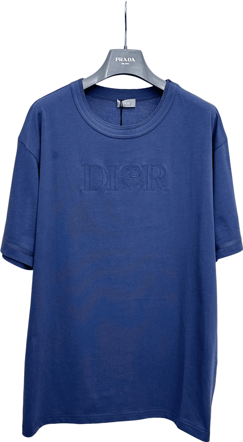 Dior T-shirt Dior Logo Brodé Bleu Marine