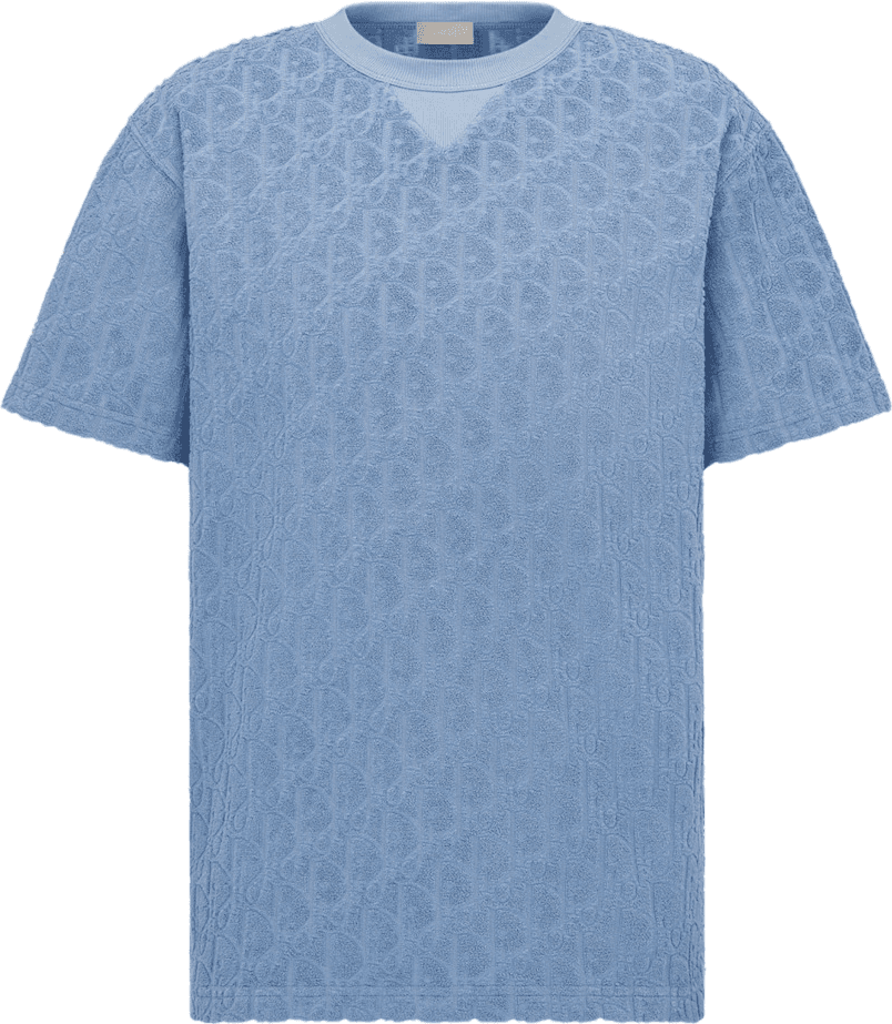 T-Shirt Texturé Bleu Ciel à Motifs Jacquard