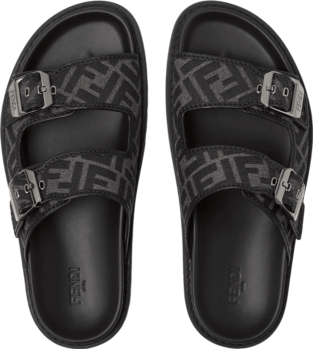 Fendi Sandales Buckle Monogram FF Noir
