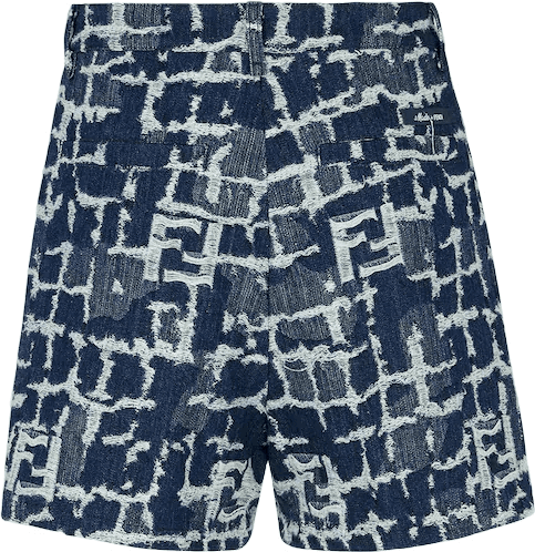 Short motif géométrique bleu marine et blanc