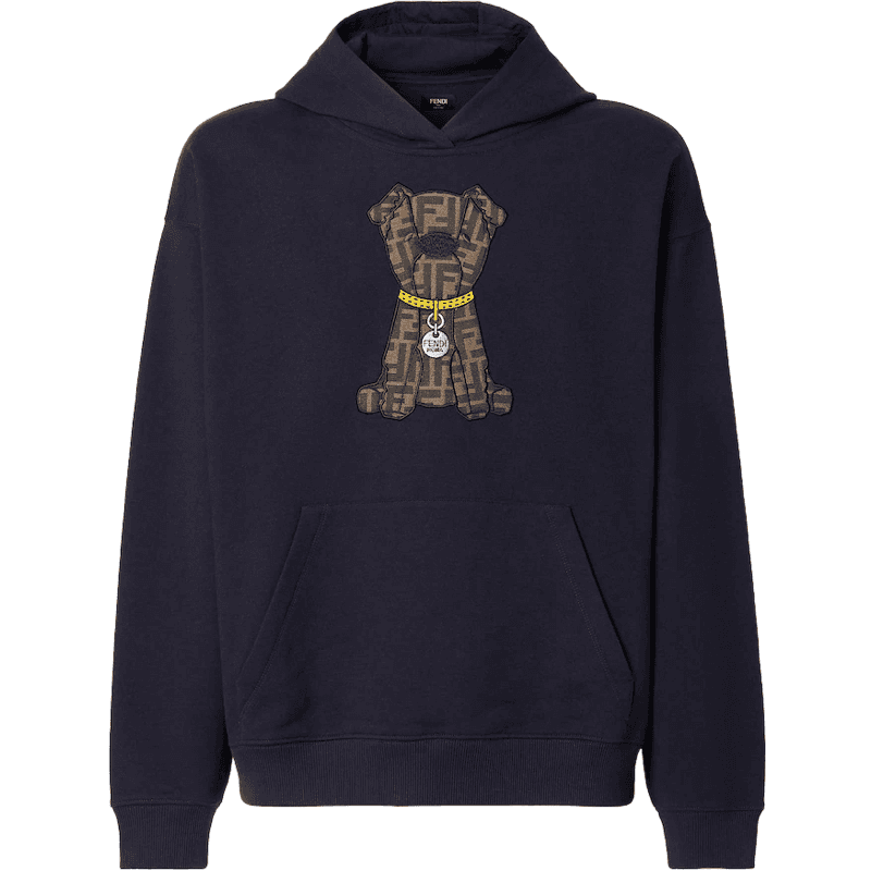 Fendi Hoodie Teddy Bear Monogram Zucca avec Chaîne Dorée