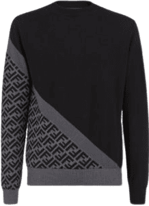 Pull géométrique bicolore noir et gris