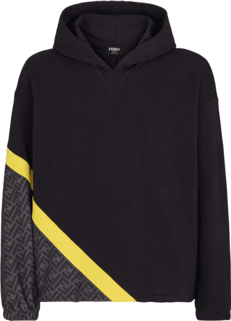 Fendi Sweatshirt à Capuche Colorblock Noir et Jaune