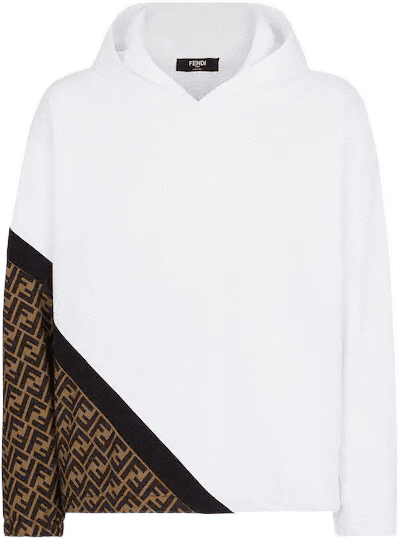 Fendi Hoodie Colorblock Zucca FF Logo White Black