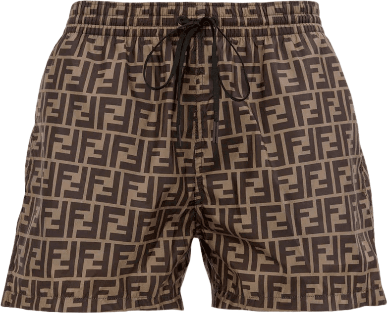 Fendi Short de Bain Monogram FF Marron