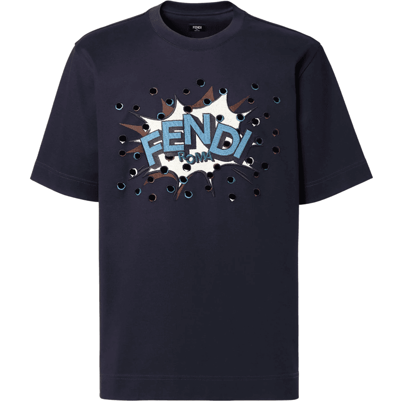 Fendi T-Shirt Imprimé Logo Détails Ajourés