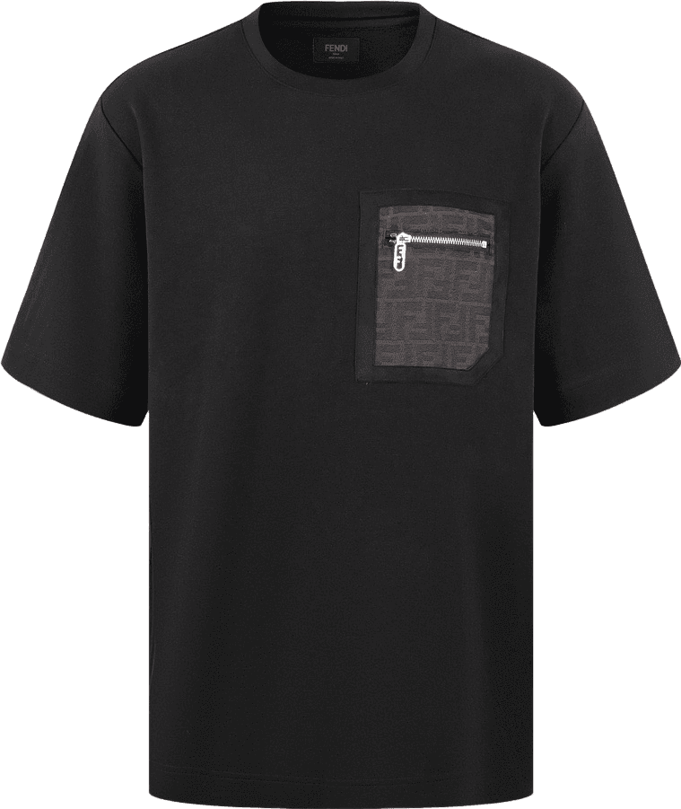 Fendi T-shirt noir avec poche zippée FF Monogram