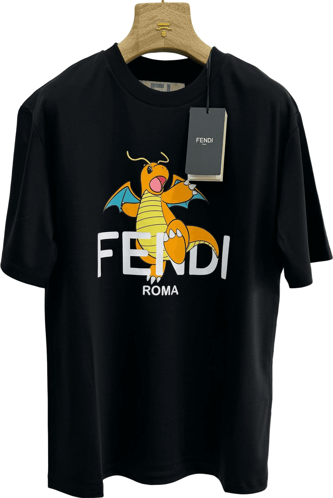 Fendi T-shirt Dragonite Roma Coton Noir