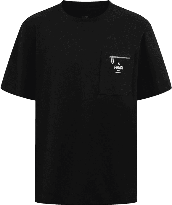 T-shirt Fendi Noir avec Poche Poitrine Logo