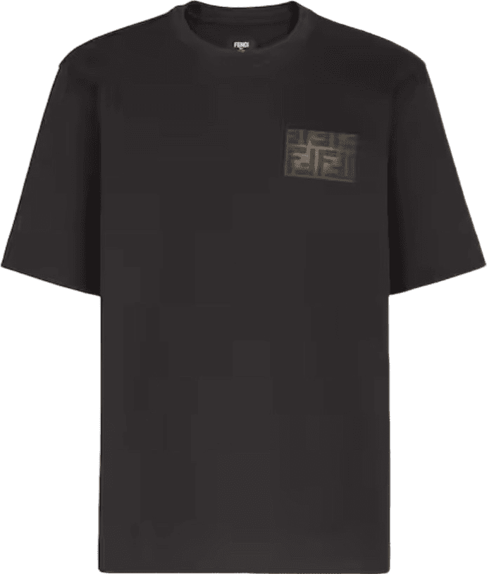 Fendi T-Shirt Noir avec Logo FF Monogram