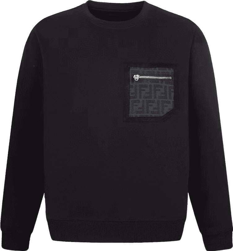 Fendi Sweatshirt Noir Poche Zippée Monogram FF