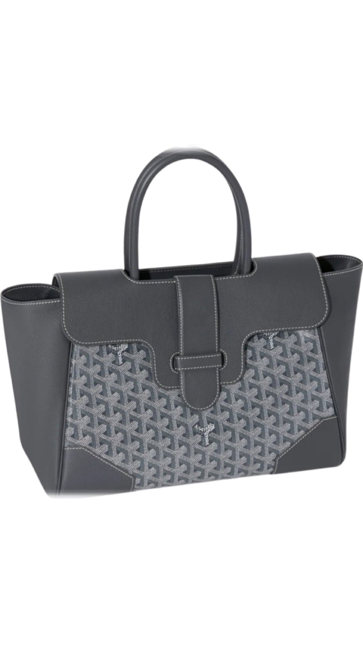 Sac Tote Designer Monogram Gris Anthracite avec Détails Texturés