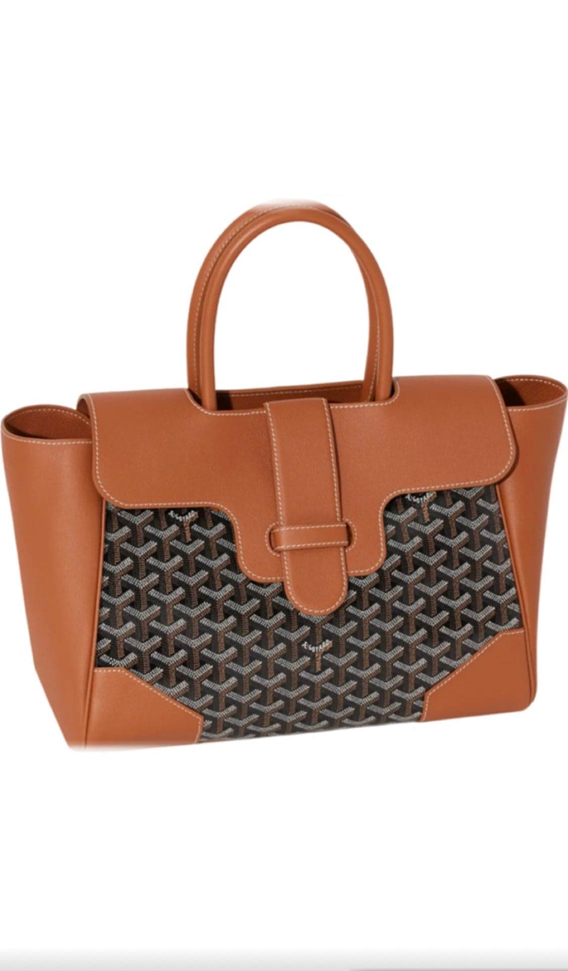 Sac Goyard St. Louis Bicolore Cuir Cognac et Toile Goyard