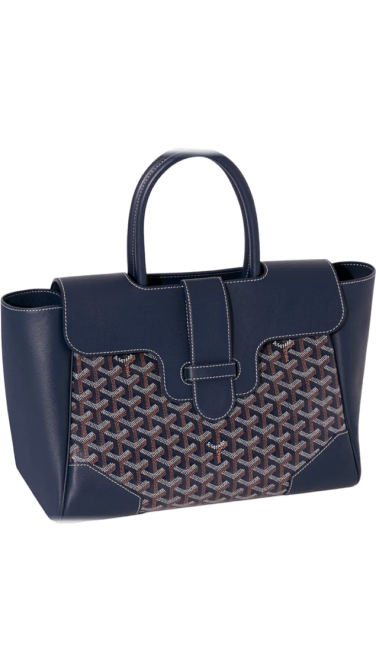 Sac Goyard Tote St-Louis Cuir Marine et Toile Monogramme