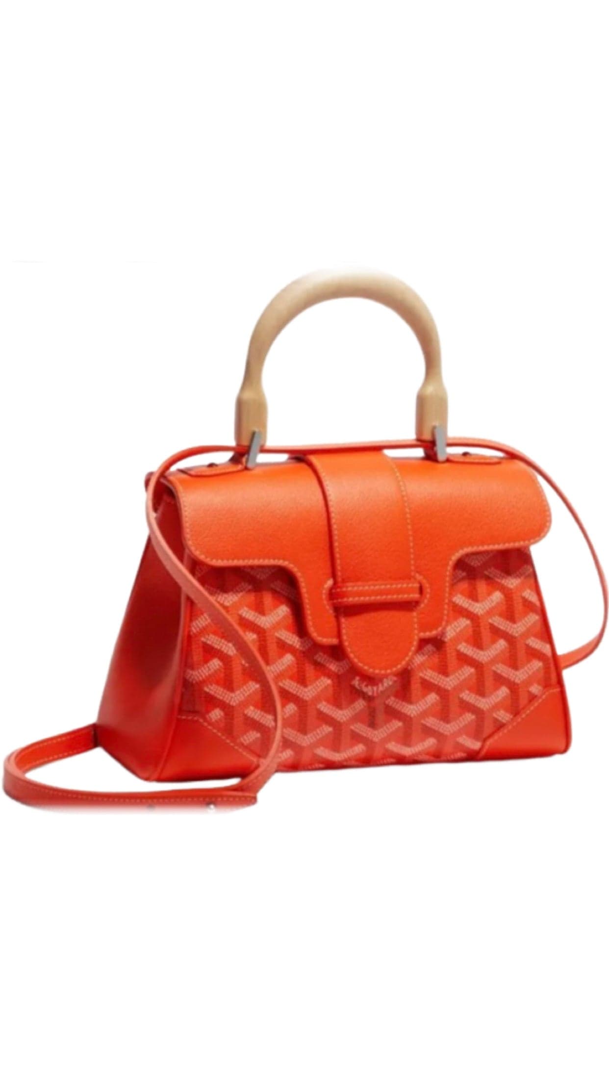 Sac à Main Goyard Marquises Rouge Orangé avec Poignées Bois