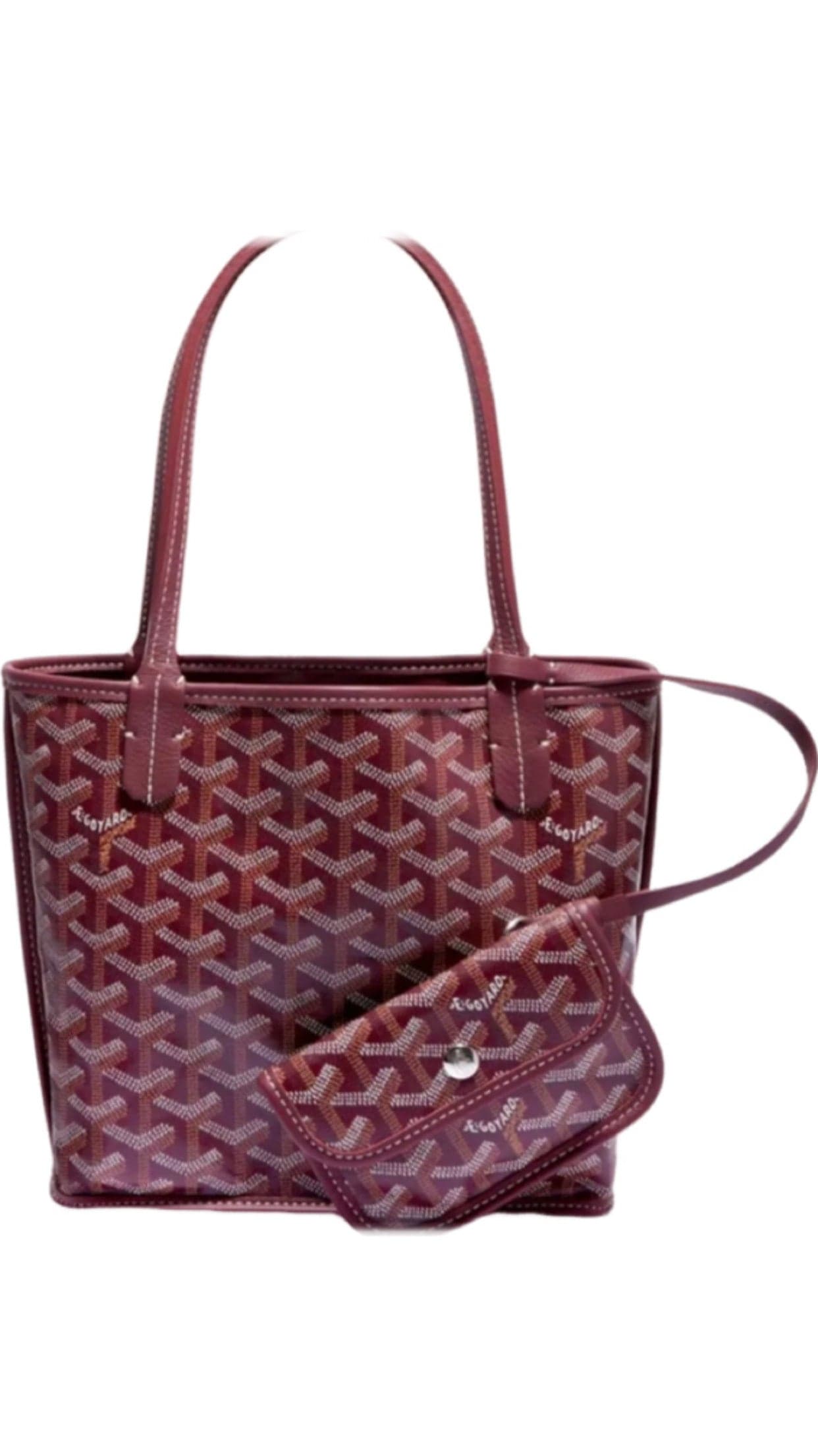 Sac Tote Motif Jacquard Bordeaux avec Porte-monnaie Assorti