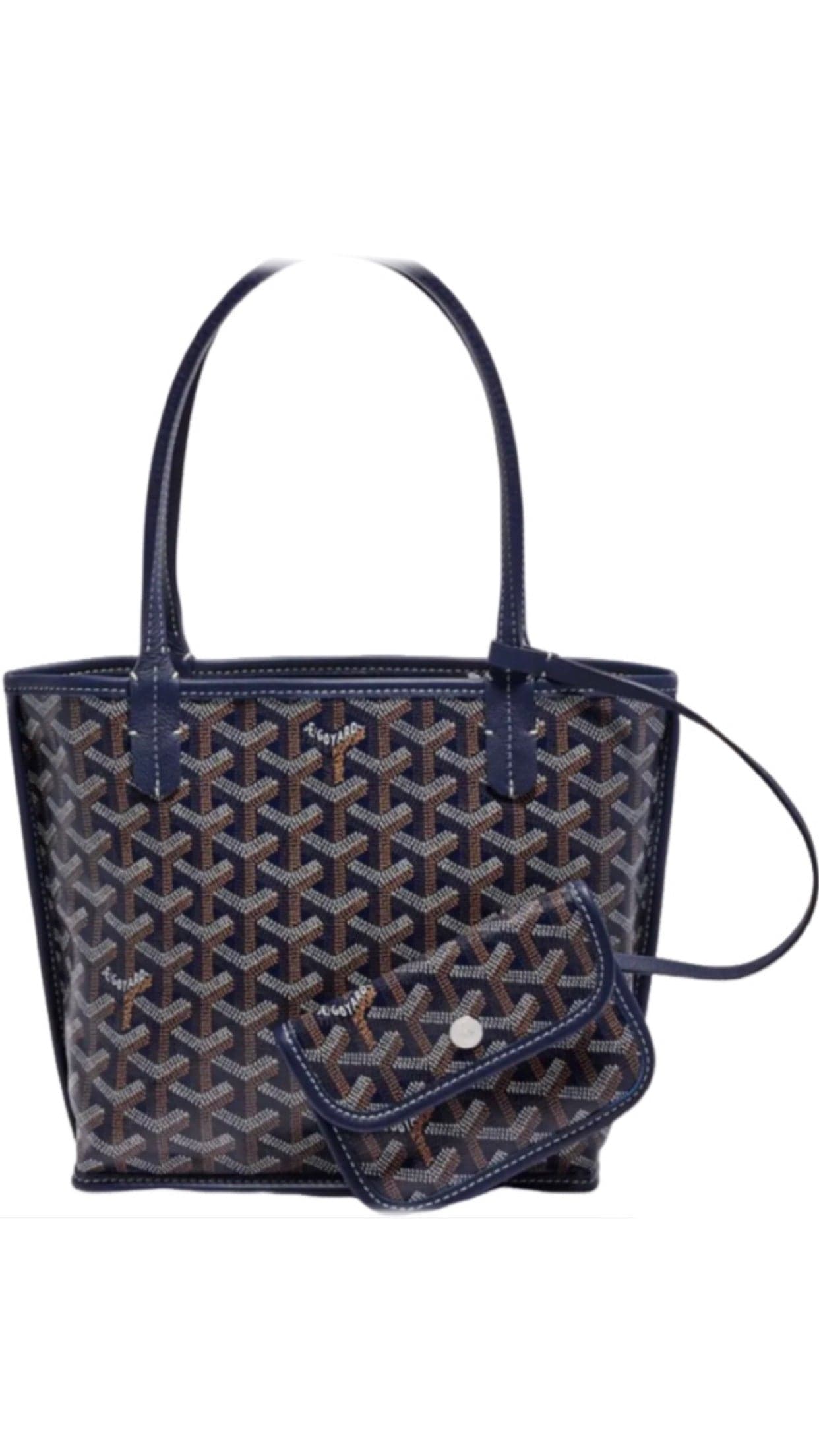 Sac Goyard St. Louis PM Toile Chevron Bleu Marine