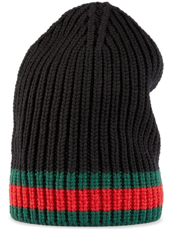 Bonnet Côtelé Tricolore Noir Vert Rouge