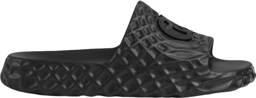 Sandale de bain texturée noire avec motif géométrique