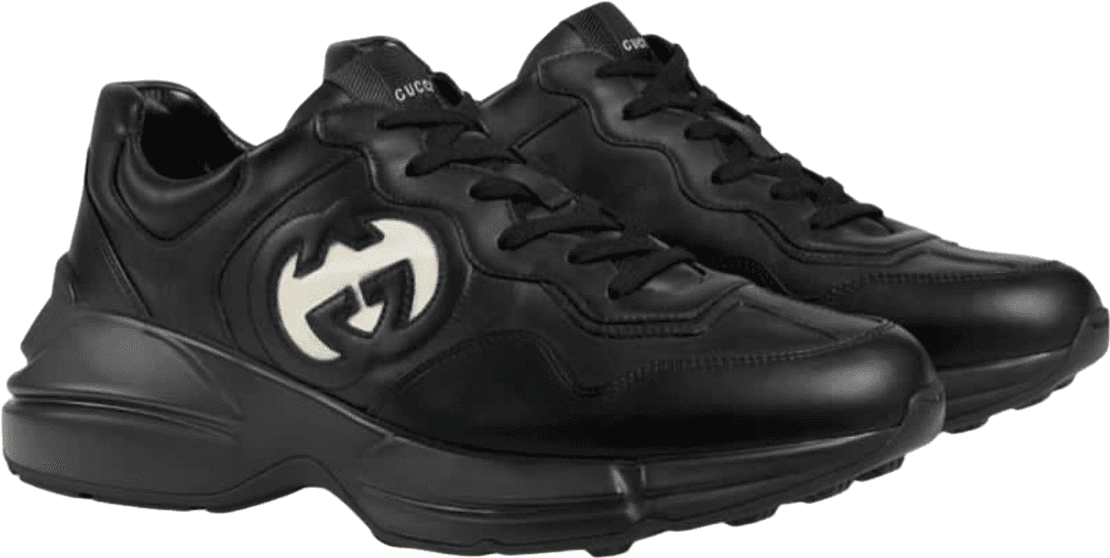 Gucci Rhyton Sneaker Cuir Noir Logo Interlocking G