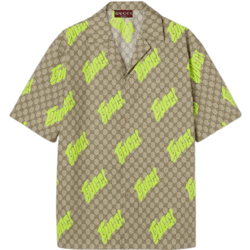 Gucci Chemise Manches Courtes Monogram GG Motif Néon