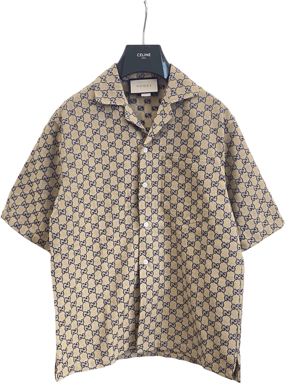 Chemise Gucci Monogram GG Beige à Manches Courtes
