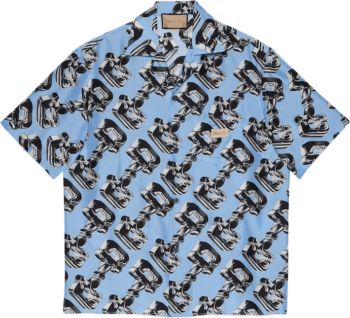 Gucci Chemise Imprimée Motif Vespa Bleu Ciel