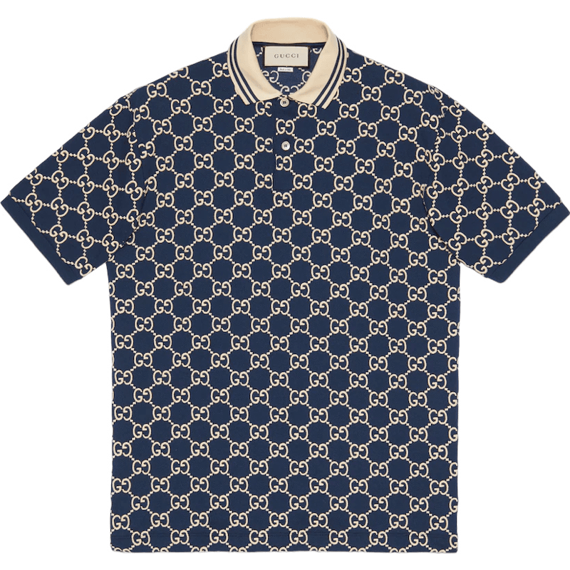 Polo Gucci GG Monogram Bleu Marine et Beige