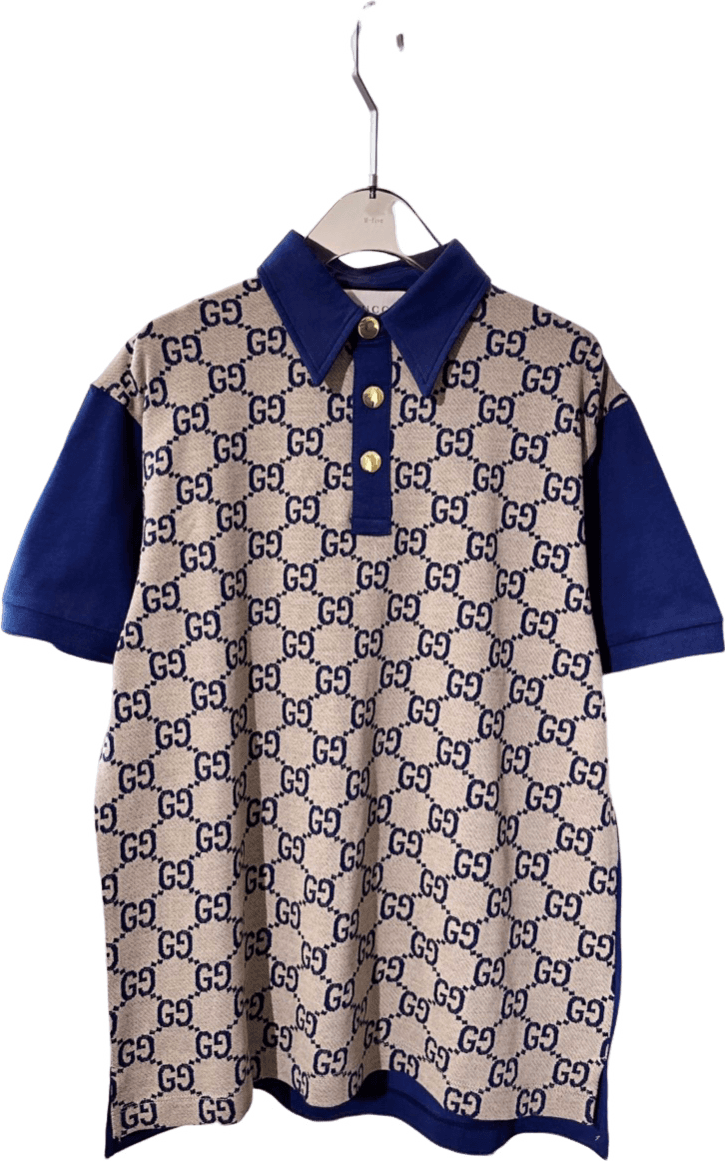 Polo Gucci GG Monogram Beige et Bleu Marine