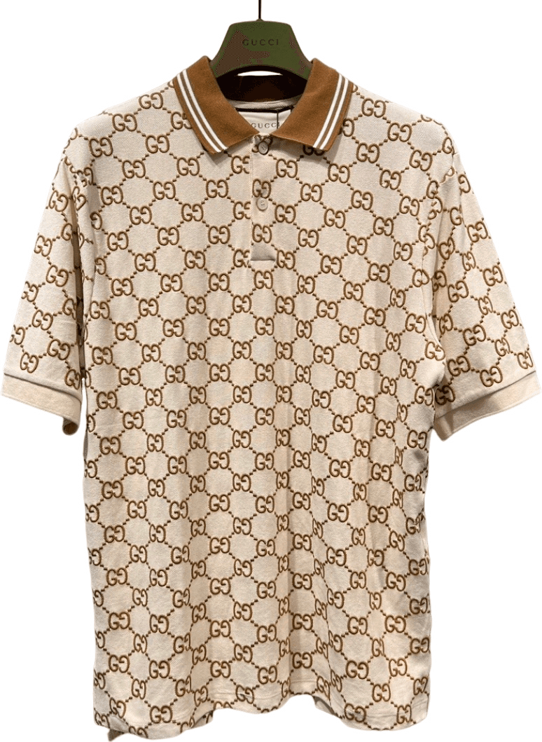 Gucci Polo Monogram GG Manches Courtes Beige et Marron