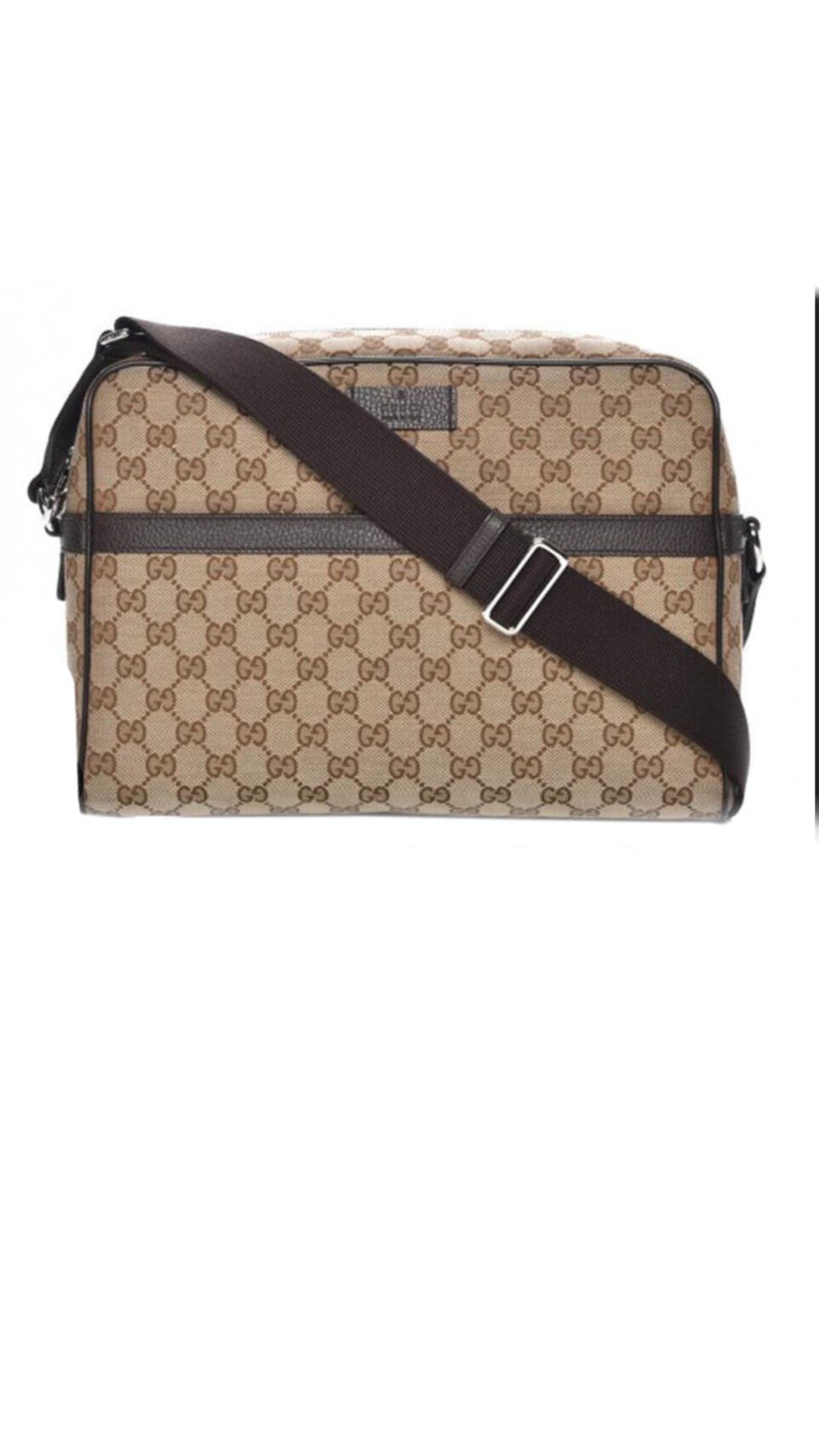 Gucci Sac Messenger GG Supreme Canvas Beige et Marron