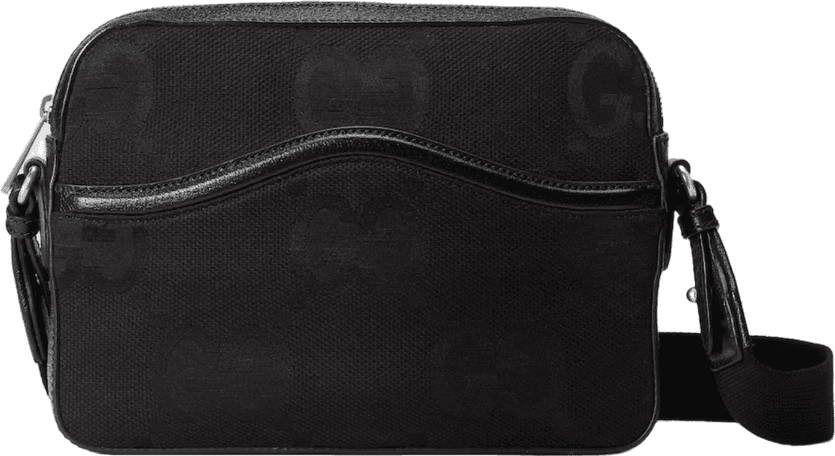 Sac à Bandoulière Noir Texturé avec Détails Cuir Brillant