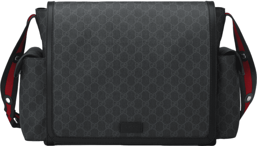 Gucci Sac Messenger GG Supreme Canvas Noir avec Sangles Rouges